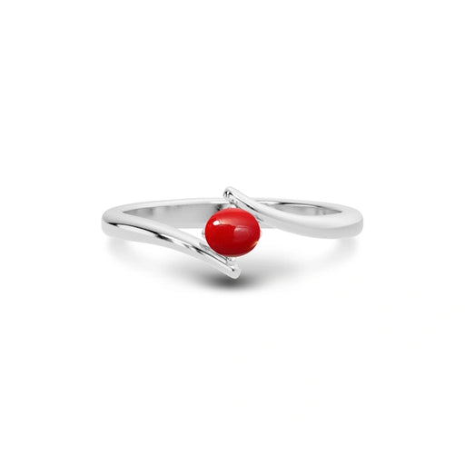 Red Coral Platinum Ring R2