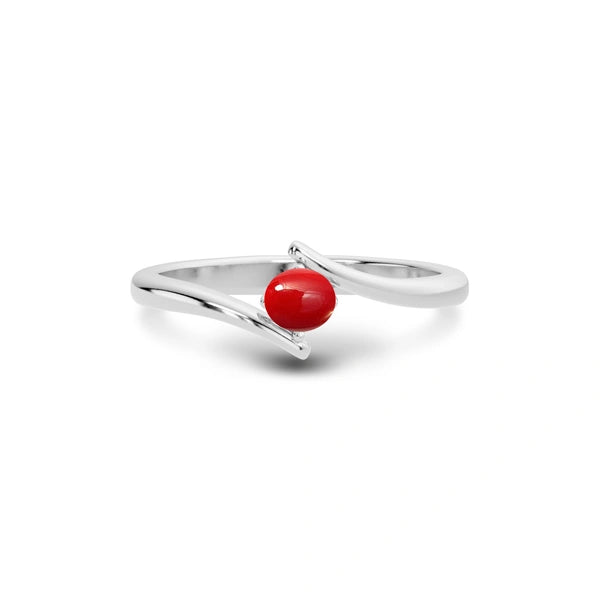 Red Coral Platinum Ring R2