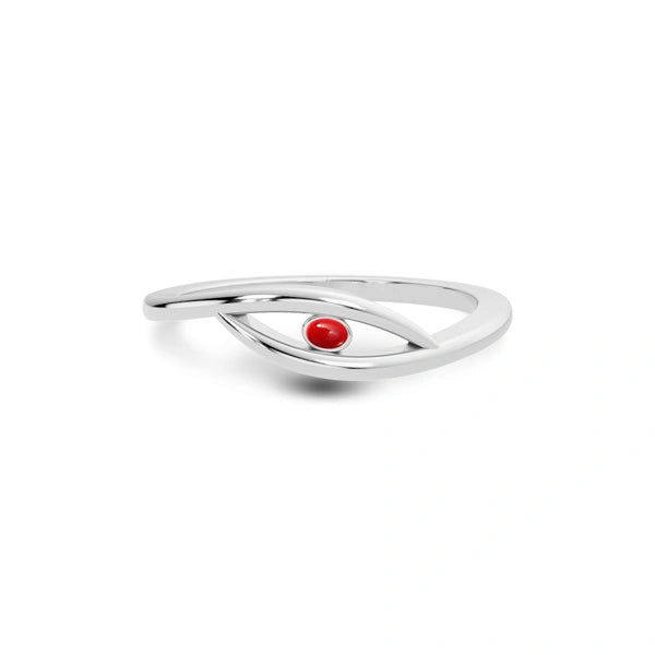 Red Coral Platinum Ring R9