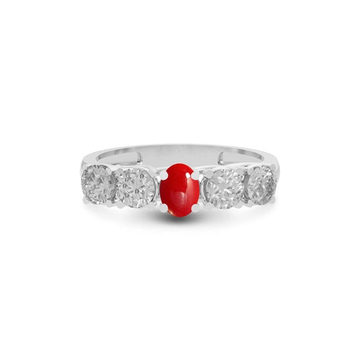 Red Coral Platinum Ring R10