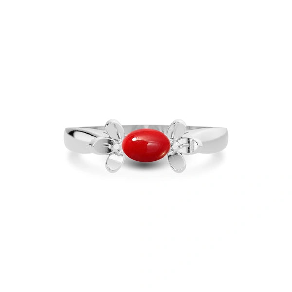 Red Coral Platinum Ring R12
