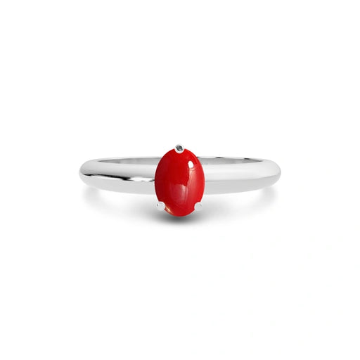 Red Coral Platinum Ring R13