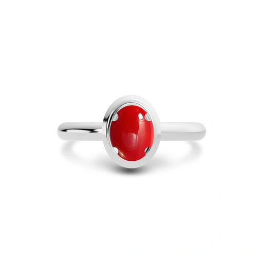 Red Coral Platinum Ring R14