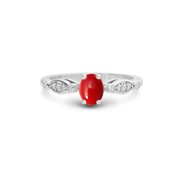 Red Coral Platinum Ring R15