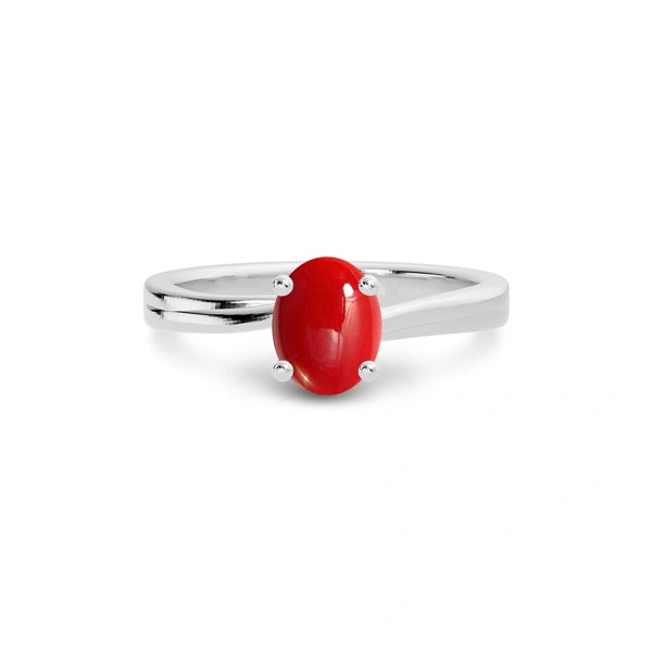 Red Coral Platinum Ring R16