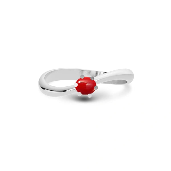Red Coral Platinum Ring R17