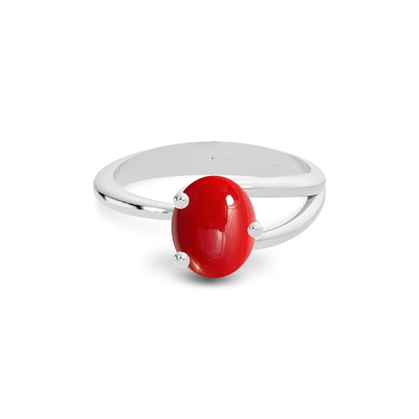 Red Coral Platinum Ring R19
