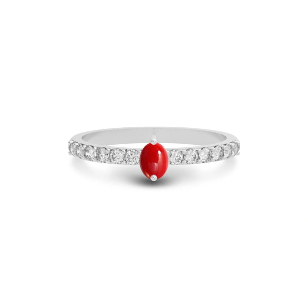 Red Coral Platinum Ring R20
