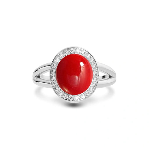 Red Coral Platinum Ring R21