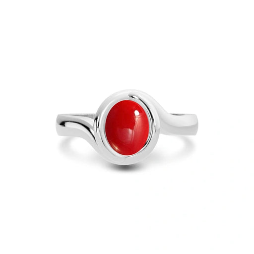 Red Coral Platinum Ring R22