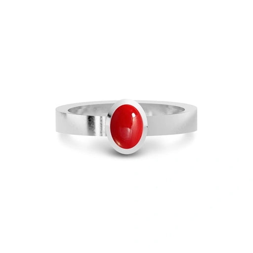 Red Coral Platinum Ring R23