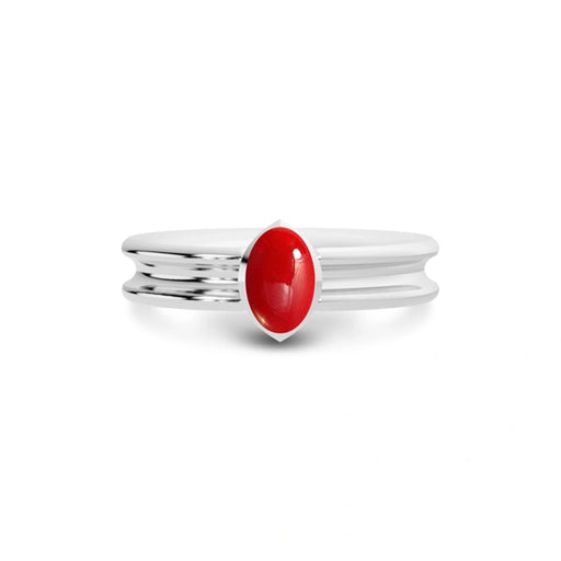 Red Coral Platinum Ring R24