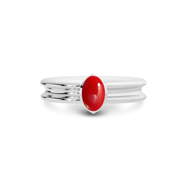 Red Coral Platinum Ring R24