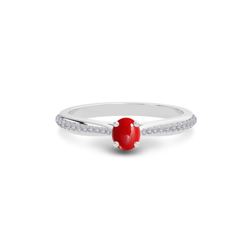 Red Coral Platinum Ring R25