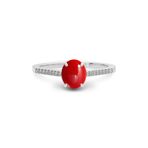 Red Coral Platinum Ring R28