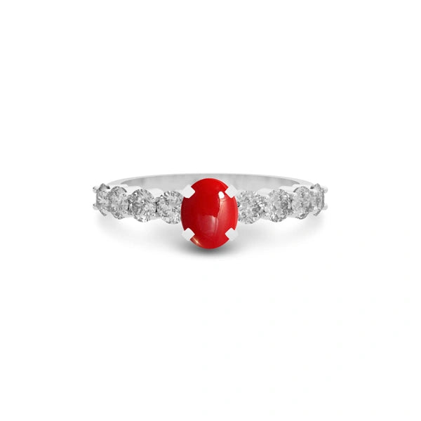 Red Coral Platinum Ring R29