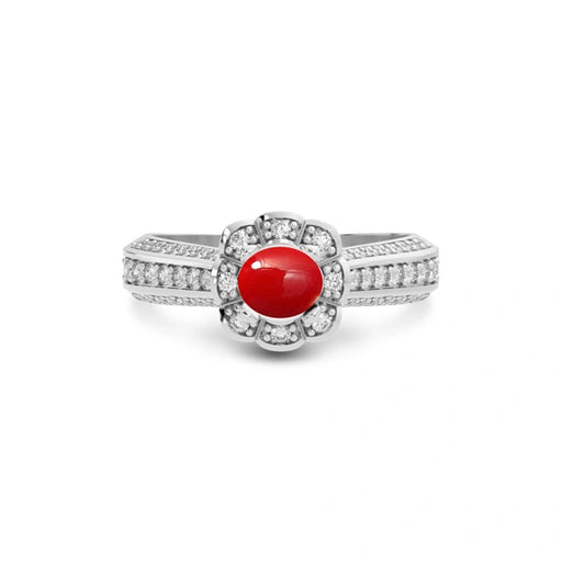 Red Coral Platinum Ring R30