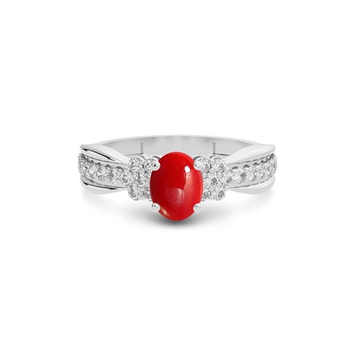 Red Coral Platinum Ring R31