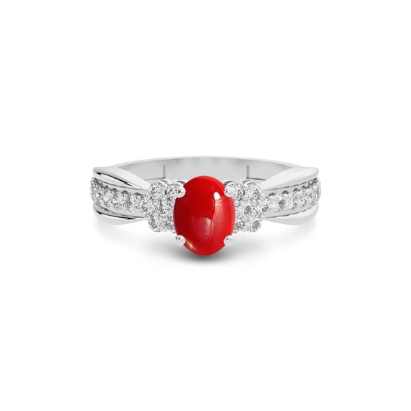 Red Coral Platinum Ring R31