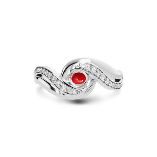 Red Coral Platinum Ring R32