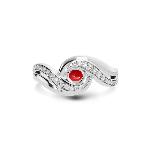 Red Coral Platinum Ring R32