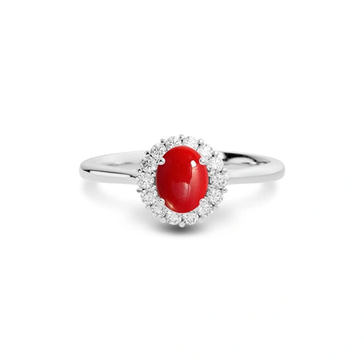 Red Coral Platinum Ring R35