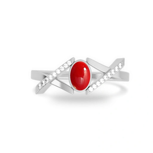 Red Coral Platinum Ring R36