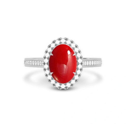 Red Coral Platinum Ring R40