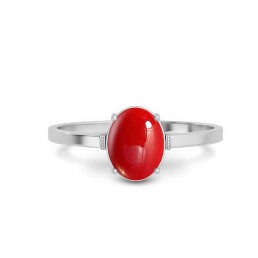 Red Coral Platinum Ring R41
