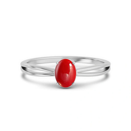 Red Coral Platinum Ring R43