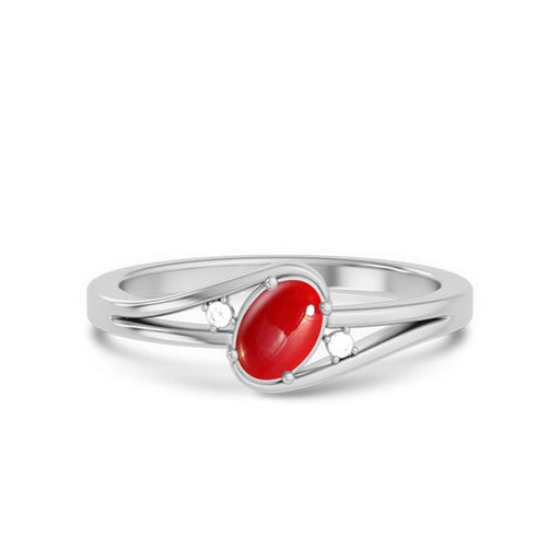 Red Coral Platinum Ring R44