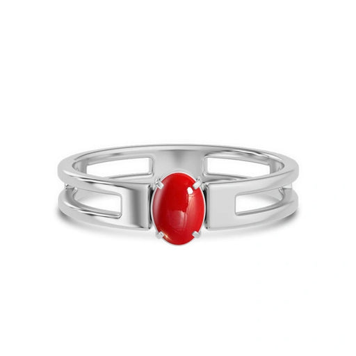 Red Coral Platinum Ring R45