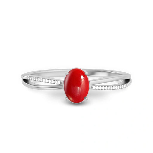 Red Coral Platinum Ring R47