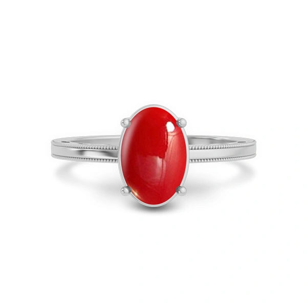 Red Coral Platinum Ring R48
