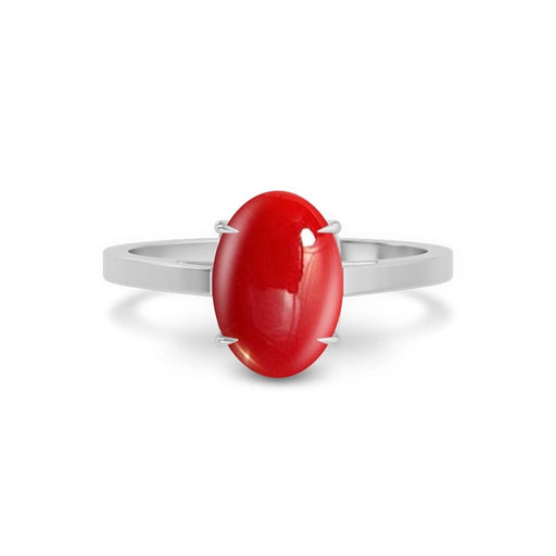 Red Coral Platinum Ring R49