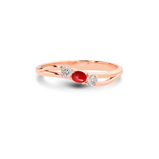 Red Coral Rose Gold Ring R1