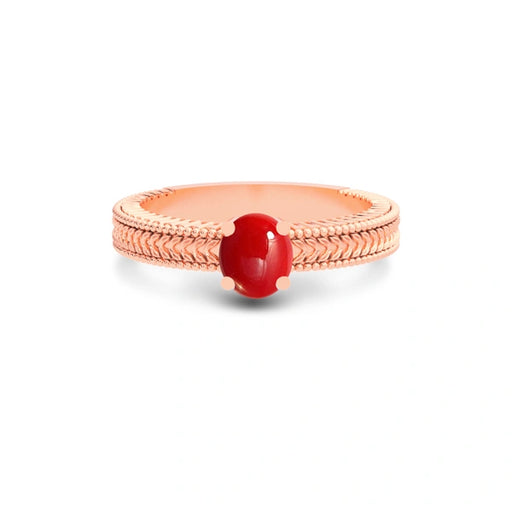 Red Coral Rose Gold Ring R3