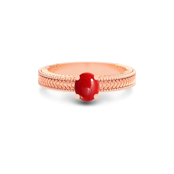 Red Coral Rose Gold Ring R3