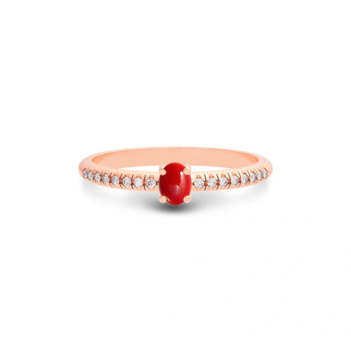 Red Coral Rose Gold Ring R4