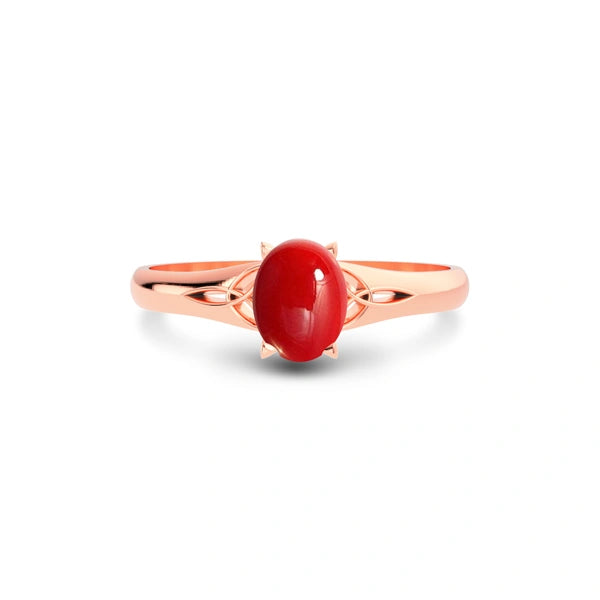 Red Coral Rose Gold Ring R6