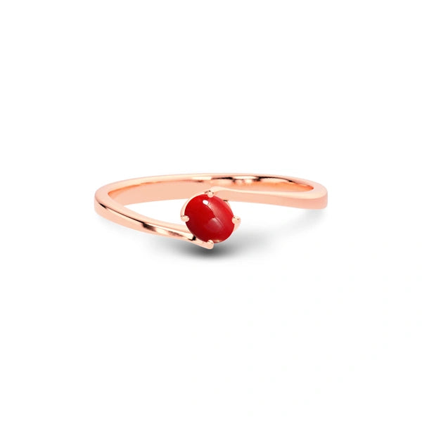 Red Coral Rose Gold Ring R8