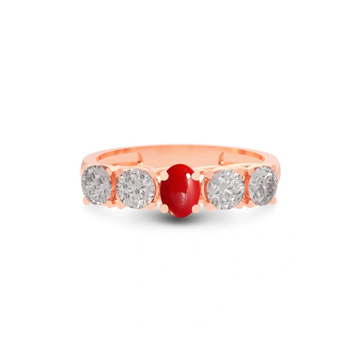 Red Coral Rose Gold Ring R10