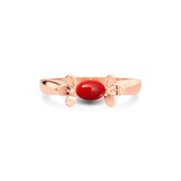 Red Coral Rose Gold Ring R12