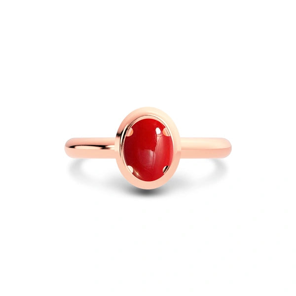 Red Coral Rose Gold Ring R14
