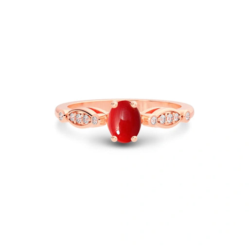 Red Coral Rose Gold Ring R15
