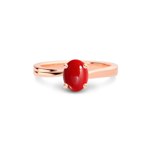 Red Coral Rose Gold Ring R16