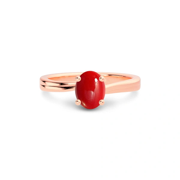 Red Coral Rose Gold Ring R16