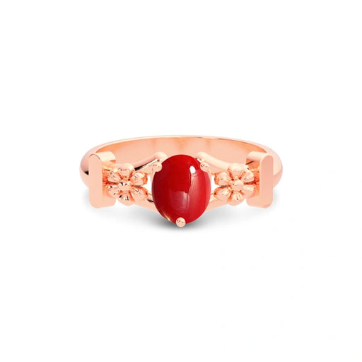 Red Coral Rose Gold Ring R18