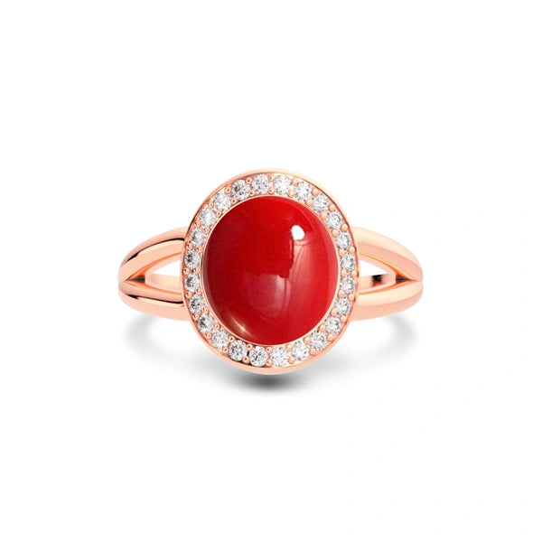 Red Coral Rose Gold Ring R21