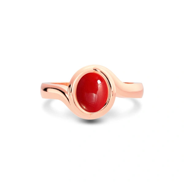 Red Coral Rose Gold Ring R22